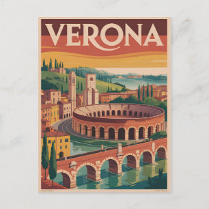 Cartão Postal Verona Itália vintage
