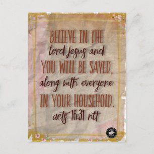Cartão postal - Versículo Bíblico Atos 16:31 NLT
