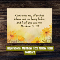 Versículo da Bíblia Mateus 11:28 Floral Amarelo