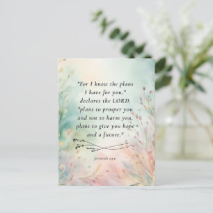 Cartão Postal Versículo Personalizável Jeremias 29:11 da Bíblia