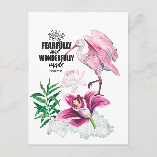 Cartão Postal Verso da bíblia com ilustrações de aquarela (Frente)