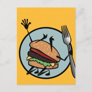 CARTÃO POSTAL VERTICAL DE CHEESEBURGER ENGRAÇADO