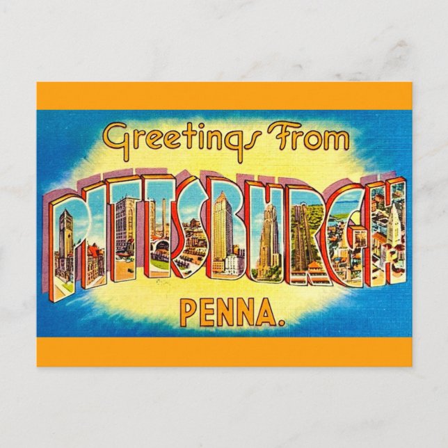 Cartão Postal Very Vintage Pittsburgh Greeting Postcard (Frente)