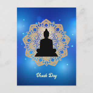 Cartão Postal Vesak Day Buddha e Mandala Vaisakha Purnima