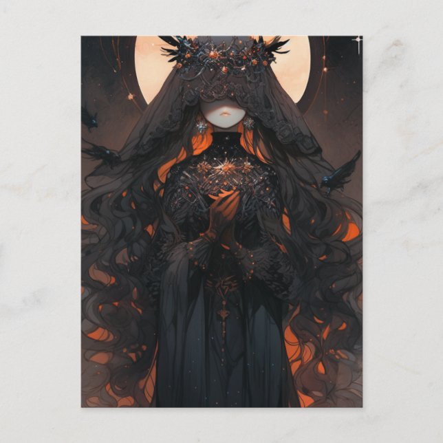 Cartão Postal Vestida de mulher em preto (Frente)
