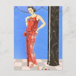 Cartão Postal Vestido da Noite do Salão Azul por George Barbier