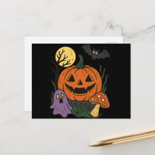Cartão Postal Vestido de Dia das Bruxas Spooky