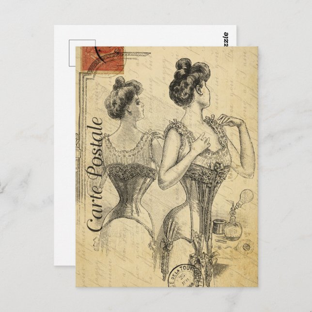 Cartão Postal Vestido de mulher vitoriana em Corset (Frente/Verso)