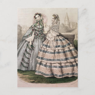 Cartão Postal Vestido do dia de 1858, gravado pela Barreau