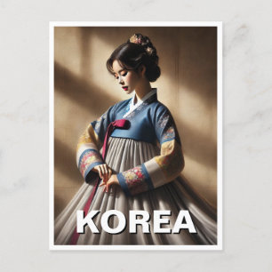Cartão Postal Vestido Tradicional de Lady Hanbok Coreano