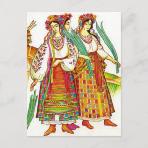Cartão Postal Vestido tradicional ucraniano de Kyivschyna