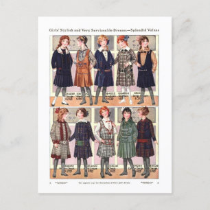 Cartão Postal Vestidos das raparigas do Catálogo Montgomery Ward
