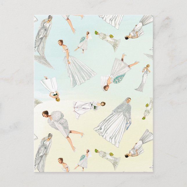 Cartão Postal Vestidos de Noiva Vintage Padrão Doce (Frente)