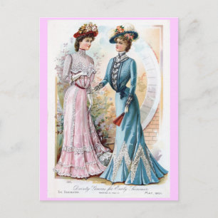 Cartão Postal Vestidos de verão vintage de 1901 Postcard
