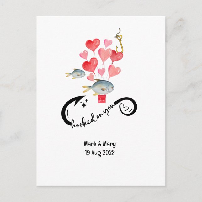 Cartão Postal Vestidos de vocês amantes da pesca Casamento Water (Frente)