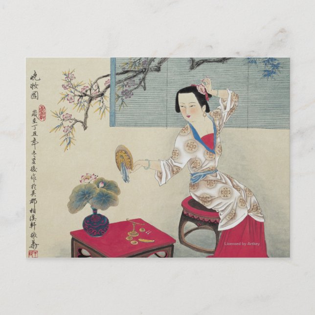 Cartão Postal Vestir-se de manhã (Frente)