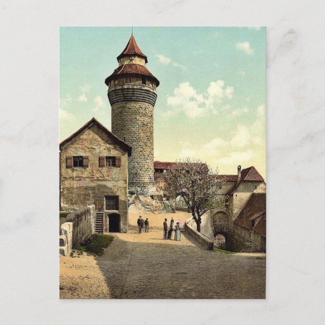 Cartão Postal Vestner Tower, Nuremberga, Baviera, Alemanha raros (Frente)