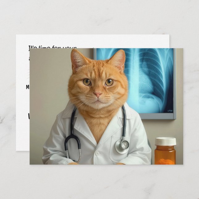 Cartão Postal Veterinarian Cat With Stethoscope (Frente/Verso)