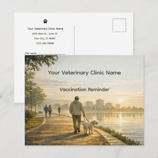 Cartão Postal Veterinary Clinic Vaccination Reminder Postcard