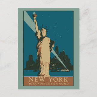 Cartão Postal Vetor Art Deco Nova Iorque Wonder City