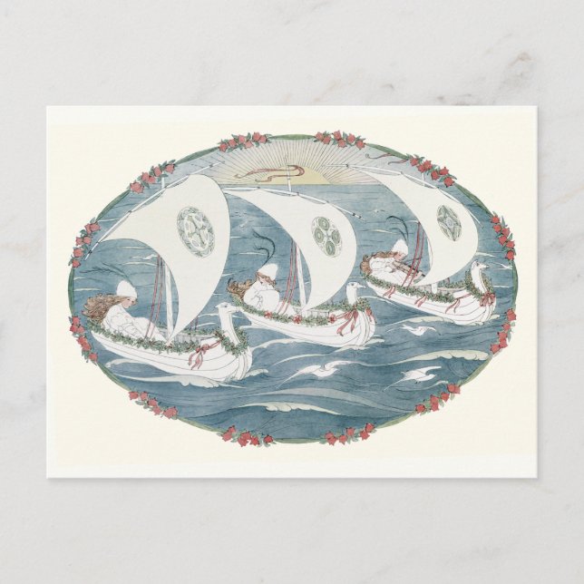 Cartão Postal Vi três navios por H. Willebeek Le Mair (Frente)