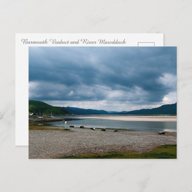 Cartão Postal Viaduto Barmouth e estuário do rio Mawdach (Frente/Verso)