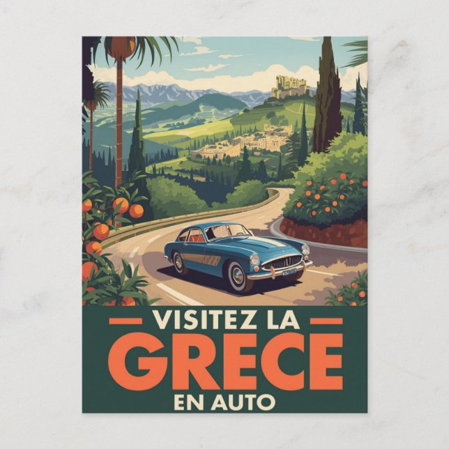 Cartão Postal Viagem à GréciaCarro Clássico (Frente)