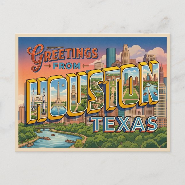 Cartão Postal Viagem a Houston Texas (Frente)