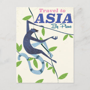 Cartão Postal Viagem à impressão de viagem vintage do macaco da