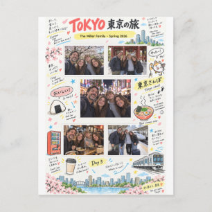 Cartão Postal Viagem a Tóquio Japão 5 Colagem de Fotos Zine de V