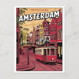 Cartão Postal Viagem Amsterdam, presentes de vinheta holland tra