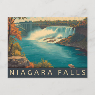 Cartão Postal Viagem Antiga às Cataratas do Niágara