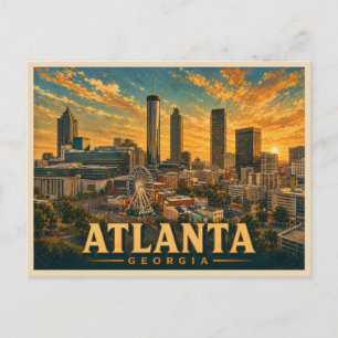 Cartão Postal Viagem Antiga Atlanta Geórgia