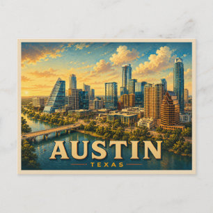 Cartão Postal Viagem Antiga Austin Texas