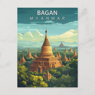Cartão Postal Viagem Antiga Bagan Myanmar