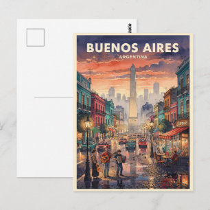 Cartão Postal Viagem Antiga Buenos Aires Argentina