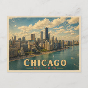 Cartão Postal Viagem Antiga Chicago Illinois