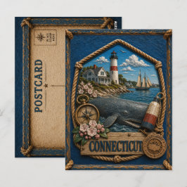 Cartão Postal Viagem Antiga em Connecticut