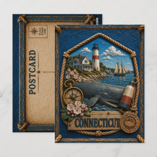 Cartão Postal Viagem Antiga em Connecticut