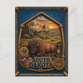 Cartão Postal Viagem Antiga em Dakota do Sul