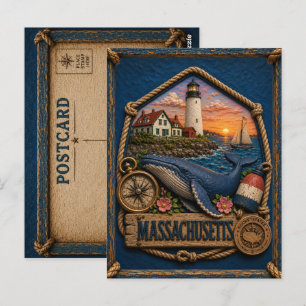 Cartão Postal Viagem Antiga em Massachusetts