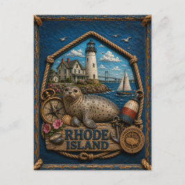 Cartão Postal Viagem Antiga em Rhode Island
