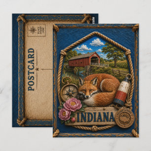 Cartão Postal Viagem Antiga Indiana
