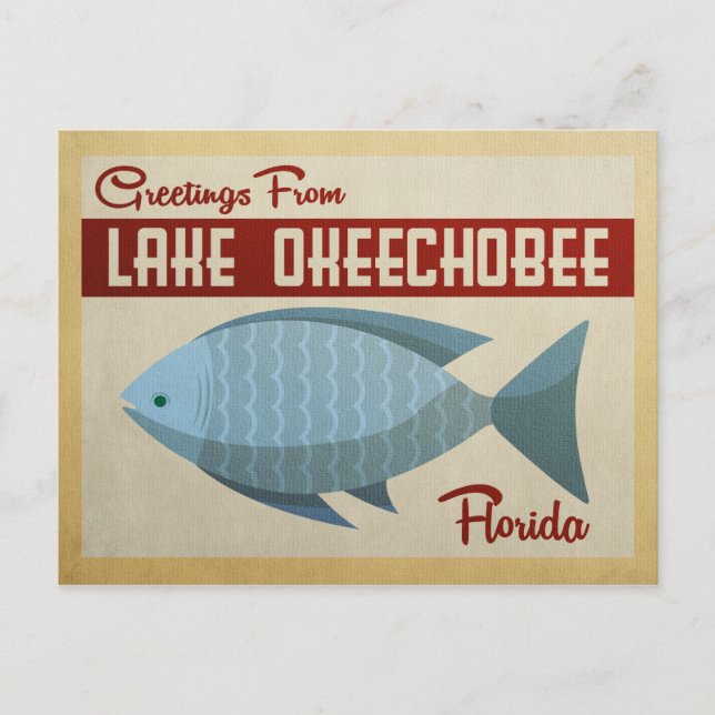 Cartão Postal Viagem Antiga Lago Okeechobee Fish (Frente)