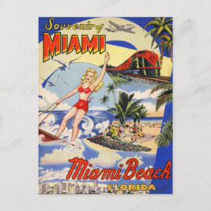 Cartão Postal Viagem Antiga Miami Beach Flórida