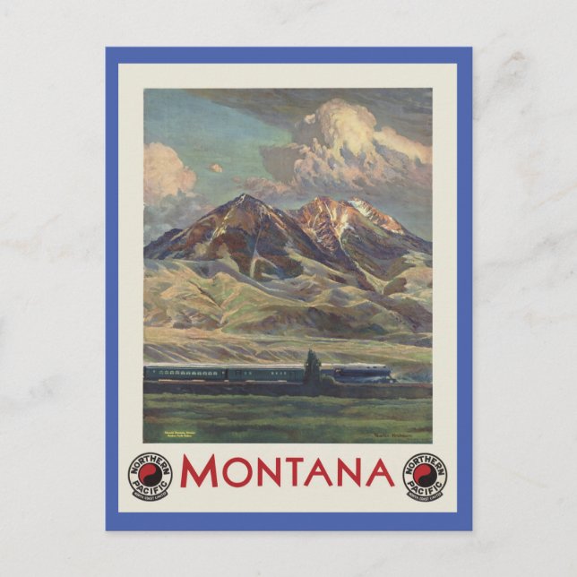 Cartão Postal Viagem Antiga Montana de Trem (Frente)