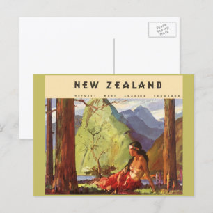 Cartão Postal Viagem Antiga, Mulher Nativa da Paisagem da Nova Z
