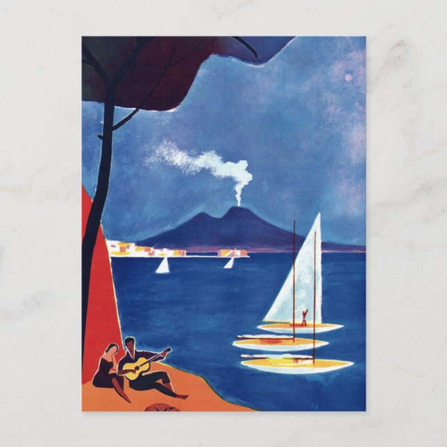 Cartão Postal Viagem Antiga Nápoles Itália (Frente)