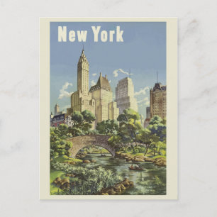 Cartão Postal Viagem Antiga para Nova York