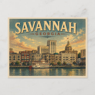Cartão Postal Viagem Antiga Savannah Geórgia